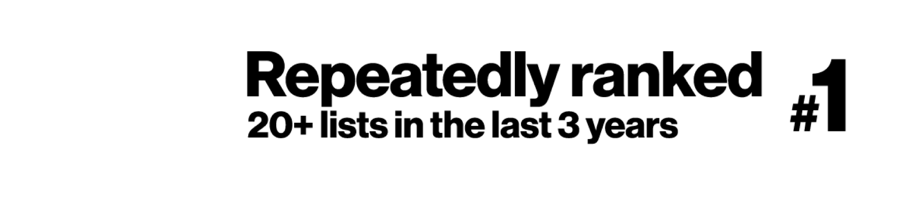 Repeatedly ranked #1 on 20+ lists in the last 3 years
