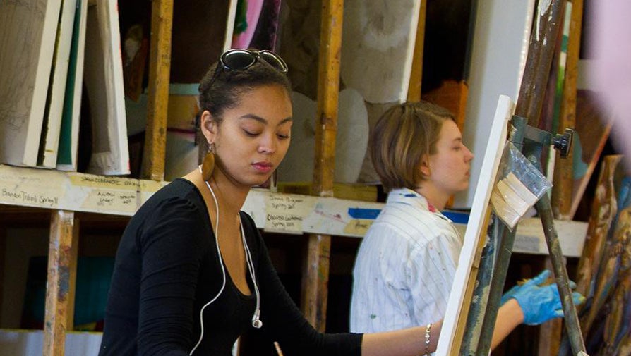 studio art students painting
